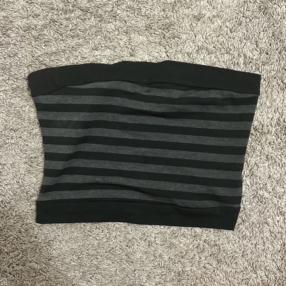 Black and Gray Striped Tube Top medium